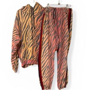 Aviator Nation Orange Pink Zebra Stripe Hoodie & Joggers Set